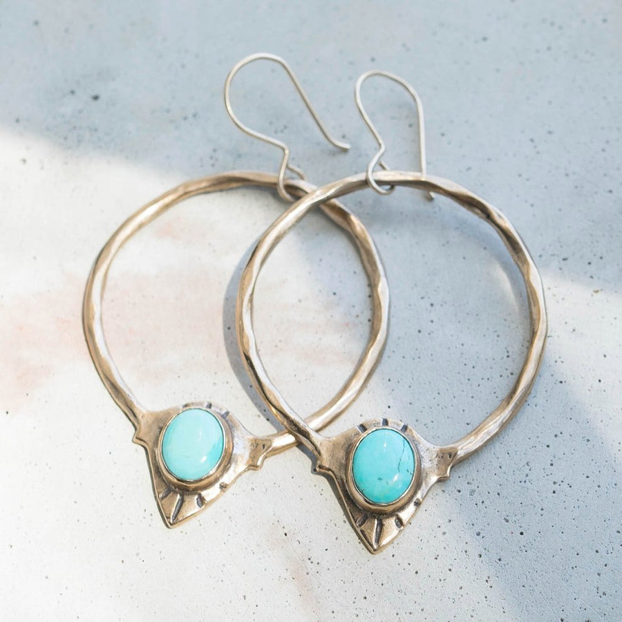 RAJ / Turquoise Hoop Earrings, Statement Earrings, Turquoise Earrings, Bohemian Earrings, Boho Earrings, Sterling Silver Hoop Earrings