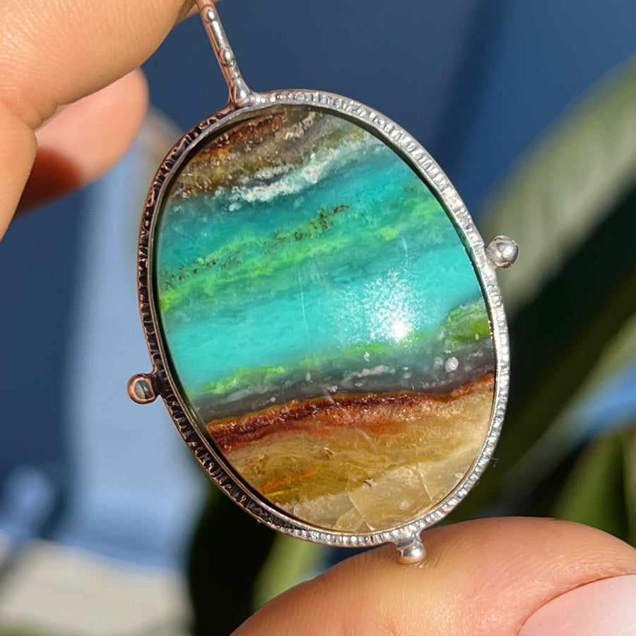 AVAILABLE PRE-ORDER- Opalized Wood Silver Pendant