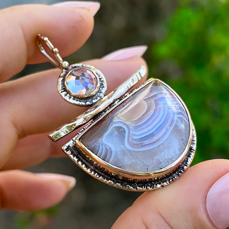 PRE-ORDER FOR STACEY- Agua Nueva Agate & Amethyst Pendant