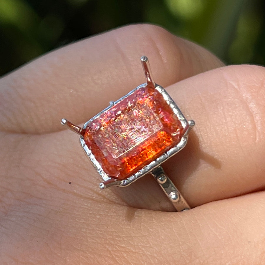 PRE-ORDER FOR SHEILA- Confetti Sunstone Ring- Sz 8