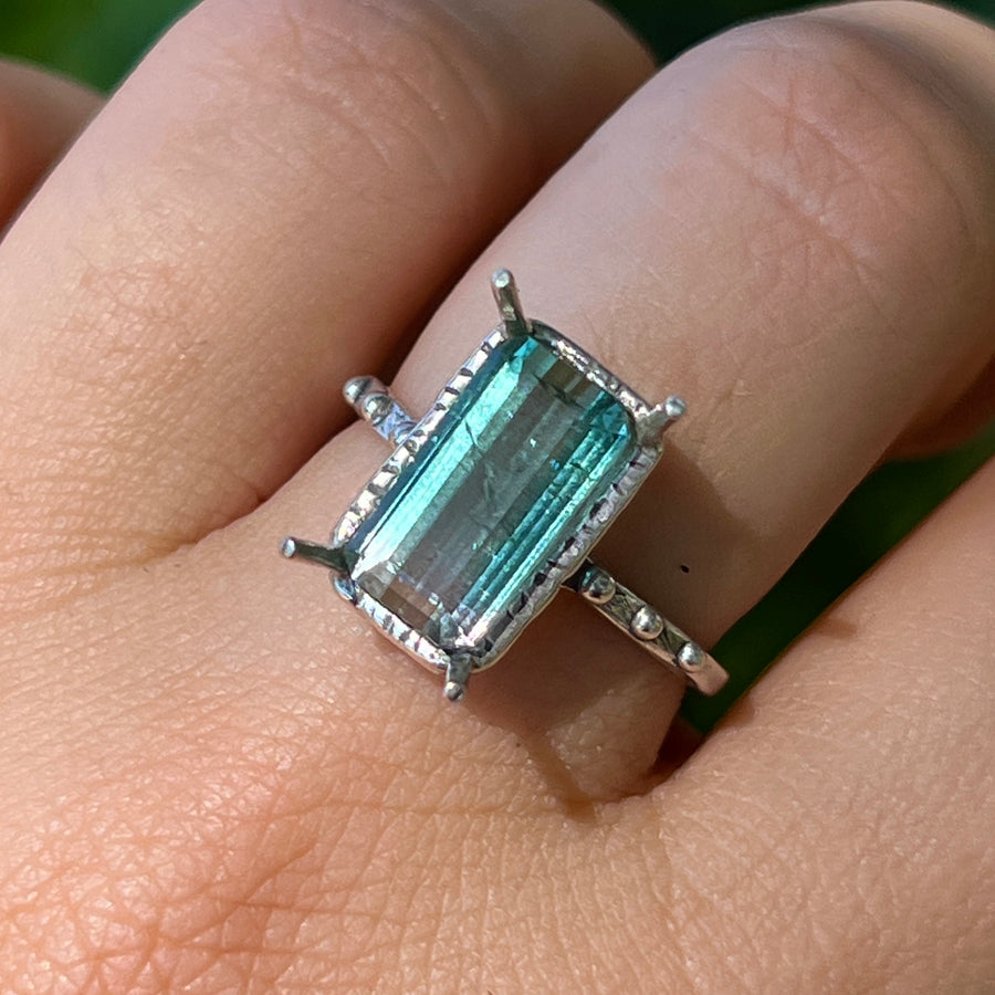 PRE-ORDER FOR SHELLY- Aqua Tourmaline Ring- Sz 9