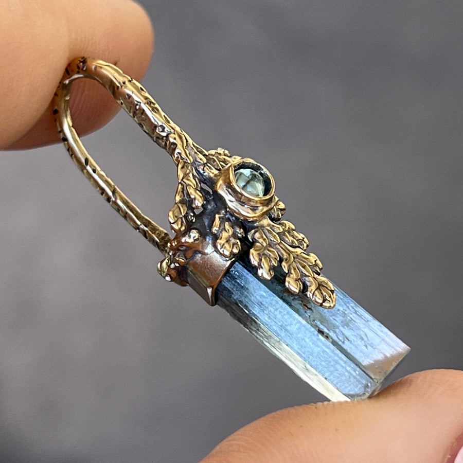 14k Gold Aquamarine Fairy Pendant