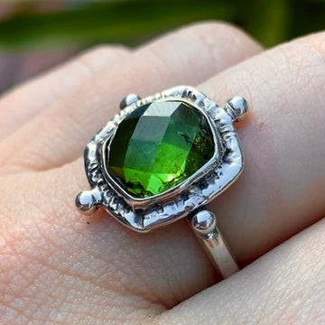 RESERVED- Green Tourmaline Ring- Sz 8