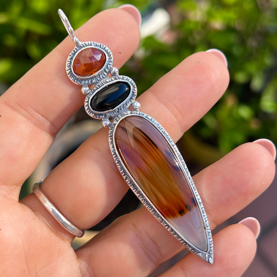 PRE-ORDER FOR COLEE- Montana Agate & Onyx Pendant