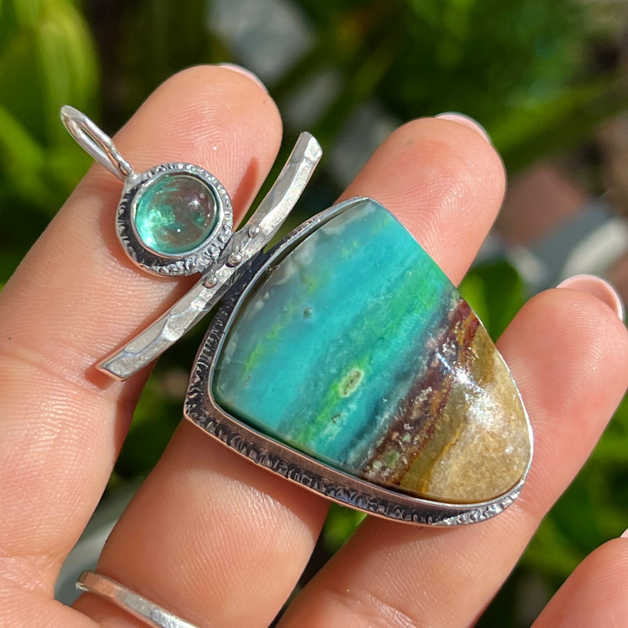 PRE-ORDER FOR BROOKE- Opalized Wood & Apatite Pendant